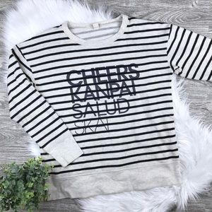 J. Crew Cheers Sweatshirt grey and blue stripe